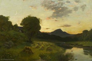 Corn Stooks By Moonlight — Alexander Fraser