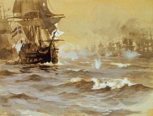 Ruotsinsalmen Meritaistelu, Kuvitusta Runoon 'svensksund' — Albert Edelfelt, Realist Painting