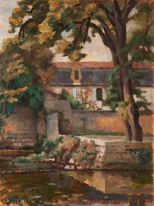 Landscape With Buildings And Tree By A Pool On The Continent — Roger Eliot Fry