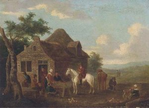 Travellers At Halt By A Cottage