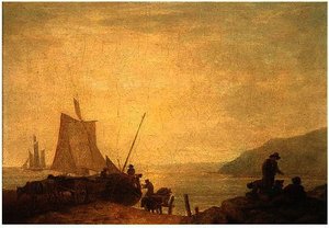 Fishermen Hauling A Boat To Shore, Devon — John White Abbott