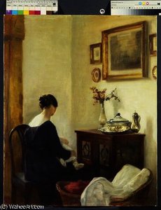 A Mother And A Child In An Interior — Carl Vilhelm Holsoe