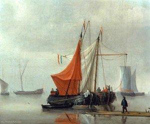 Dutch Inshore Boats Moored to a Jetty