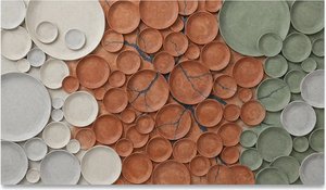 Triptych Of Overlapping Forms: Earth's Quiet Geometry In Ceramic Hues. — Laurent Fontaine