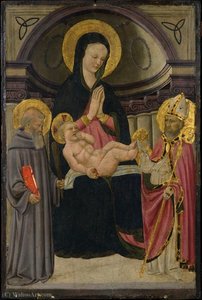 Virgin and Child Enthroned with St. Benedict and Bishop Saint