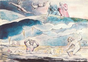 Dante Y Virgilio Observan La Fosa De Los Aduladores — William Blake, Romantic Age