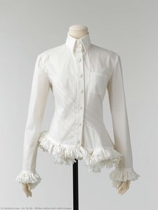 White Cotton Shirt With Fringes — Jin Te Ok
