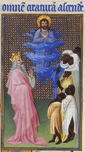 David Imagines Christ Elevated Above All Other Beings — Limbourg Brothers, International Gothic
