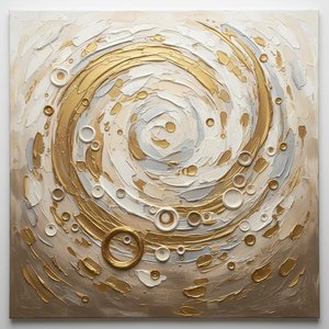 Celestial Vortex In Gilded Impasto: A Monumental Study Of Golden Radial Motion — David Moreau