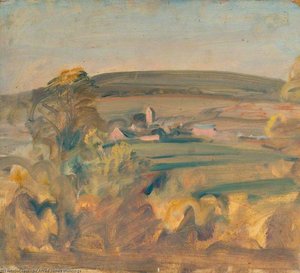 A Landscape With A Distant Village — Sir Alfred James Munnings