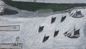 Seven Boats Entering Harbour — Alfred Wallis