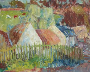 Cottages With Green Fence — Sir William George Gillies, Romanticism
