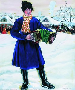 Pancake Tuesday In A Village. Maslenitsa — Boris Michailowitsch Kustodijew, Realism