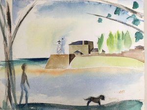 Walker And Dog And Fort Niagara — Betty Lane