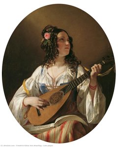 Lute Player — Friedrich Ritter Von Amerling, Academic Realism