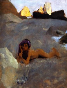 Nude Boy On Sands (also Known As Nude Girl On The Sands) — John Singer Sargent, Academic Realism