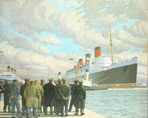 The Passenger Liner 'queen Mary' Arriving At Southampton, 27 March 1936 — Charles Pears