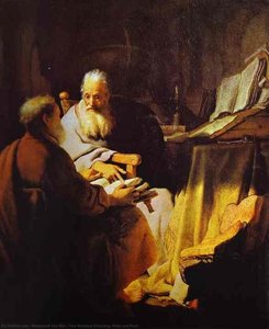 Two Scholars Disputing (peter And Paul) — Rembrandt Van Rijn, Baroque