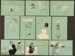Figures On Turquoise Background — Raphael Kirchner