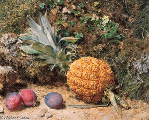Still Life With A Pineapple And Three Plums — William Henry Hunt