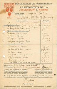 Formulario De Inscripción De Auguste Rodin Para La 9ª Exposición — Auguste Rodin, Escultura Moderna