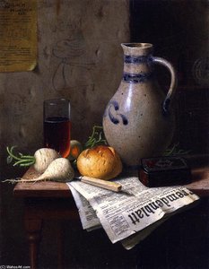 Still Life With Jug And Newspaper — William Michael Harnett
