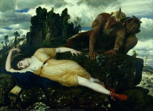 Sleeping Diana Watched by Two Fauns