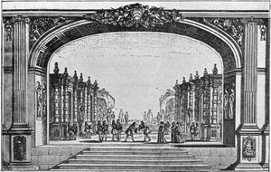 View Of Proscenium Arch And Stage Decor For The Play Mirame — Stefano Della Bella