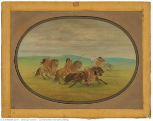 Camanchee Horsemanship — George Catlin, American Frontier Painting