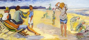 Christopher Being Dressed On The Beach At Hastings By Miss Vaughan — Francis Ferdinand Maurice Cook