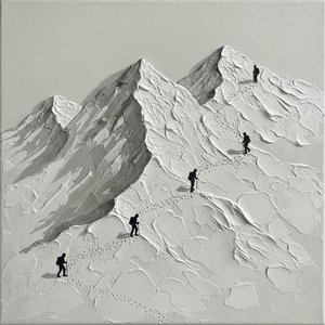 Ascent Of The Monolithic Peaks: A Singular Study In Sculptural Monochrome Shadows — David Moreau