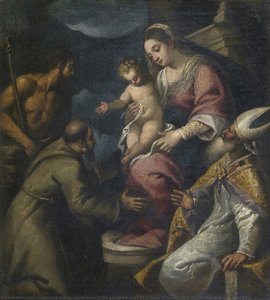 Virgin And Child Entroned, With St Francis Of Assisi, John The Baptist And A St. Bishop — Andrea Vicentino