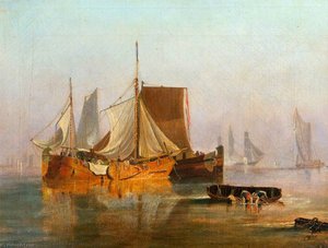 Dutch Boats In The Calm — Edward William Cooke