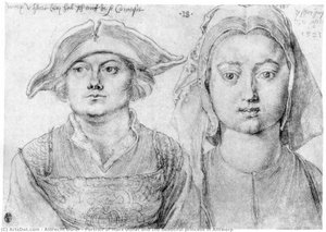 Portrait Of Marx Ulstat And The Beautiful Princess In Antwerp — Albrecht Dürer