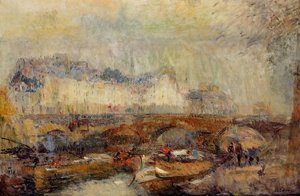 The Small Arm Of The Seine At Pont Neuf — Albert-charles Lebourg