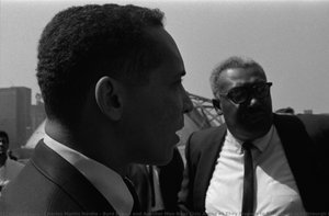 Byrd Brown and Another Man Near Civic Arena as They Prepare to Participate in Pittsburgh Peace March