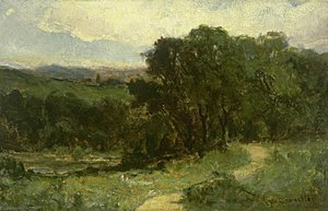 Untitled (landscape With Road Near Stream And Trees) — Edward Mitchell Bannister, Impressionism
