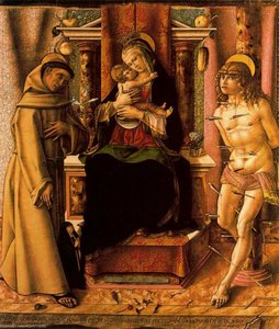 The Virgin And Child With Saints Francis And Sebastian — Carlo Crivelli