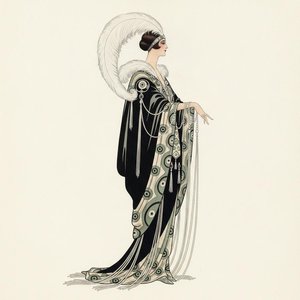 Sage Motifs And White Plume In Profile — Valentin Laurent De Courcey