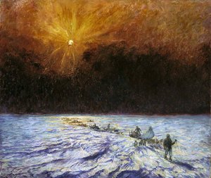 The Eighth of March Island Ice, Greenland, 1894, Peary and Party near 6 p.m