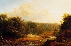 Landscape With River And Fishermen — William Spreat, Romanticism