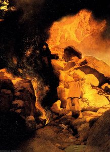Aladdin And The African Magician — Maxfield Parrish