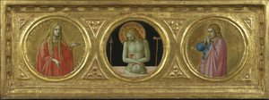 Drei Predella-panels Zentrale Wand. Beschreibung: Diese Drei Panels, Die Heilige Figuren In Kleinen Runden Rahmen Darstellen, Wurden Ursprünglich Zu Einer Langen Reihe Zusammengefügt. Sie Bildeten Die Basis, Oder Predella, Eines Großen Altars (rekonstruie — Fra Angelico