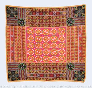 Tubau Siambitan Cloth (kaliguan, Chains, Waves, Cotton And Winter Melon Motif) — Hajah Pandian Binti Sulaiman: Siambitan-webmeisterin – 2006