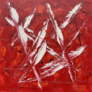 Karmesinrote Fraktur: Eine Monumentale Studie Kinetischer Energie Und Skulpturalem Weißem Impasto — Christian Noiret, Abstrakter Expressionismus