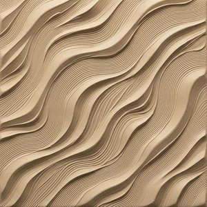 Ethereal Undulations In Ochre: A Monolithic Study Of Rhythmic Sand And Shadow — David Moreau, Plaster & Texture Art