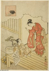 Ono No Komachi Washing The Book — Suzuki Harunobu
