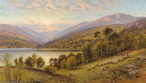 Sheep On A Hillside Path — Alfred I Glendening
