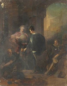 Male Figures Beneath A Pillared Arch — George Sheffield Senior