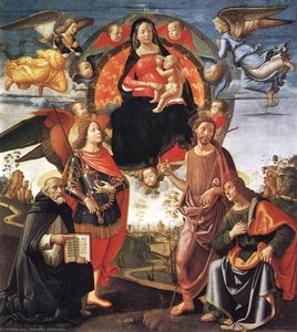Madonna En Gloria Con Santos — Domenico Ghirlandaio, Renacimiento